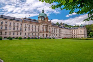 Straka Academy (Strakova akademie), neo-baroque building on the left bank of the Vltava river and the seat of the Czech Government. Prague, Czech Republic