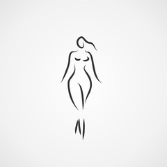 silhouette of a woman body shape line illustration