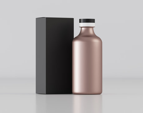 Cosmetic bottle with box mockup - 3D illustration