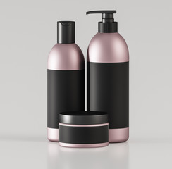 Set of three containers for cosmetics - 3D illustration