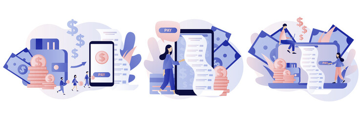 Online payment concept. Digital bill. Modern flat cartoon style. Vector illustration