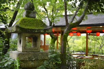 Moss covered stone lantern at Kiyomizu Temple, Kyoto, Japan