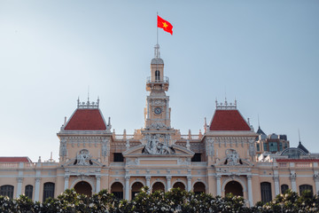 Ho Chi Minh statue in front of City Hall, is known as Ho Chi Minh City People's Committee Head office Saigon.