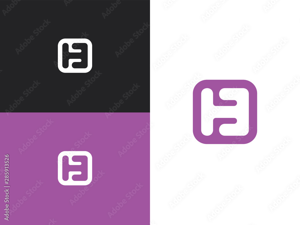 Wall mural letter b logo template design in square rounded shape