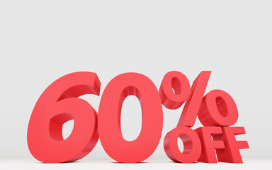 セールの値引き率を表示する立体の文字、パーセンテージ。