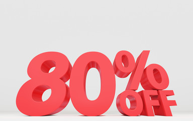 セールの値引き率を表示する立体の文字、パーセンテージ。