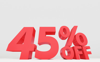 セールの値引き率を表示する立体の文字、パーセンテージ。