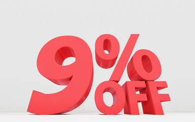 セールの値引き率を表示する立体の文字、パーセンテージ。