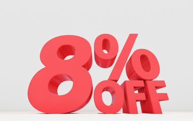 セールの値引き率を表示する立体の文字、パーセンテージ。