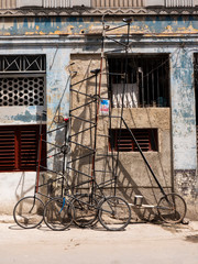 Very high circus bikes. Havana, Cuba.