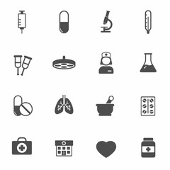 medicine and healthcare vector icons set isolated on white background. seasonal medical pharmacy comcept. healthcare flat icons for web, mobile and ui design.