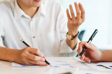 Fototapeta premium Business Corporate team brainstorming with chart and checking and analysis