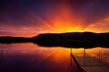 Sunset by lake