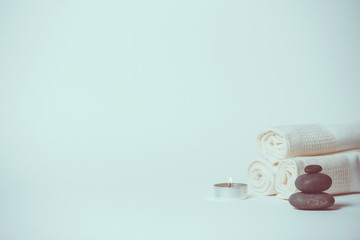 Spa coconut products on light background