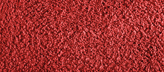 Texture of red carpet. Panorama. View from above.