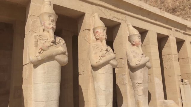 Luxor, Egypt, stone statues in the valley of kings near the temple complex.
