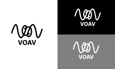 illustration of initials logo V, O and Letter A made in line style