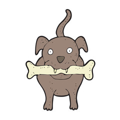 digitally drawn illustration dog bite the bone design. hand drawing style