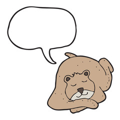 digitally drawn illustration bear and speech bubble design. hand drawing style