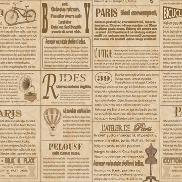 Old newspaper french seamless  background.	