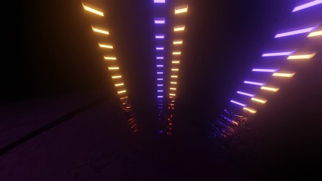 VJ Loop plan with neon lights. Abstract fluorescent background. Neon modern background. Neon lights. Abstract UV contour 4K background.