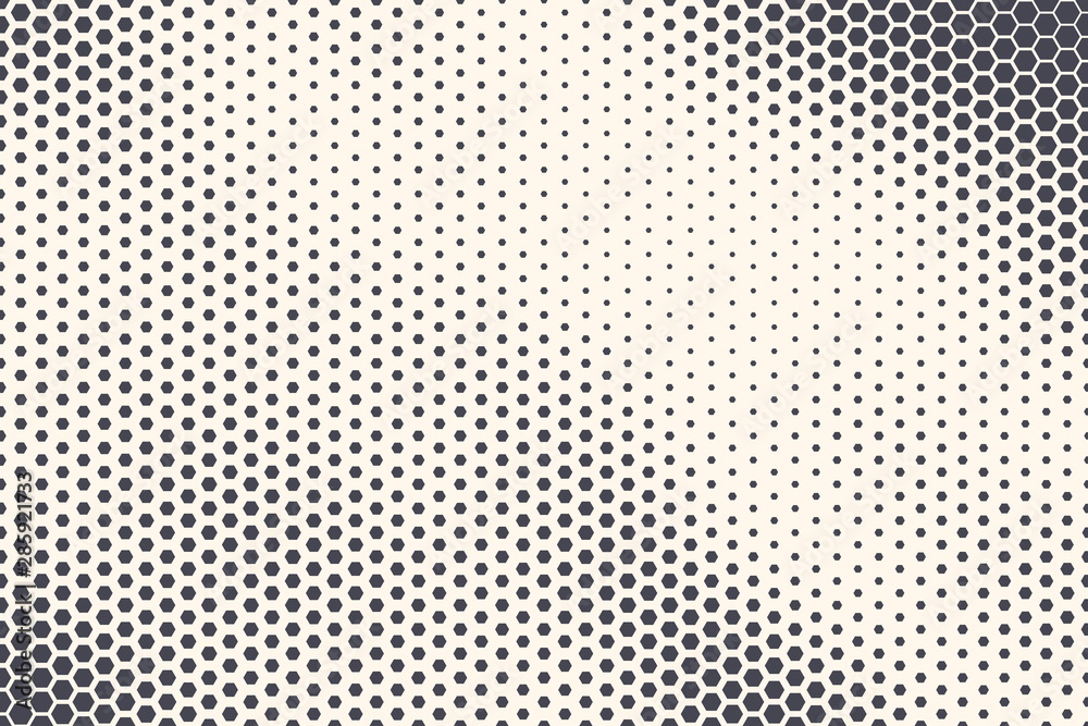 Wall mural hexagon shapes vector abstract geometric technology background isolated on light background. halfton
