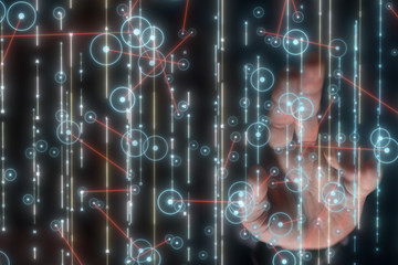 pressing document icon over computer binary code