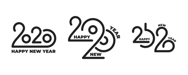 2020 New Year. Winter holiday lettering typography logo set for New Year 2020 celebration