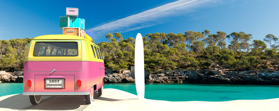 van loaded with suitcases