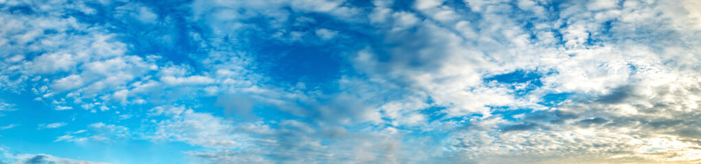 Panorama sky with cloud on a sunny day. Beautiful cirrus cloud.