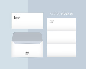 Business envelope set mock up with A4 document