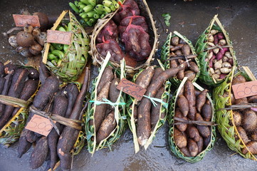 Potatos in the local market,in Vanuatu