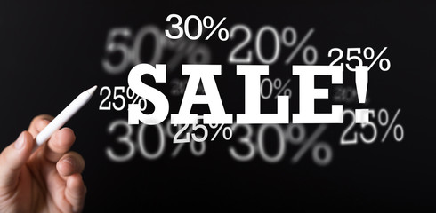 sale digital percent in hand