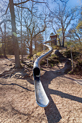 Big and steep slide in Slottsskogen park, Gothenburg, Sweden