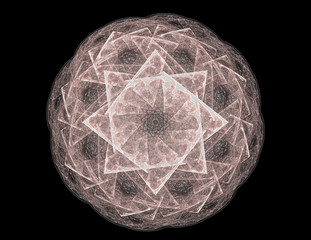 Computer generated fractal artwork for creative design, art and entertainment. Background with rotating spheres.