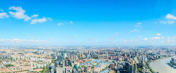 Aerial view and skyline of Shanghai cityscape