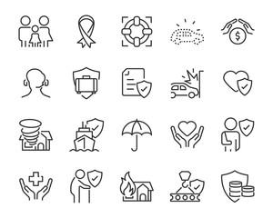 set of insurance icons, emergency, secure, risk