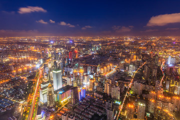Fototapeta na wymiar Aerial view and skyline of Shanghai cityscape