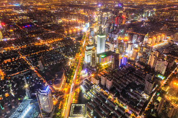 Plakat Aerial view of Shanghai cityscape