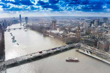 aerial view of London city skyline, panorama