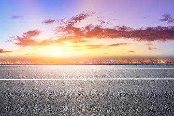 City skyline and asphalt road of Shanghai