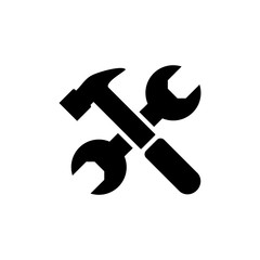 Wrench and hammer. Tools icon isolated on white background