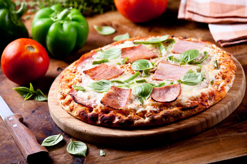 Homemade Cheese And Bacon Pizza