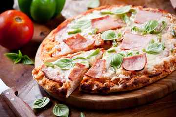 Slice Of Homemade Pizza With Bacon