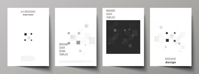 The vector layout of A4 format modern cover mockups design templates for brochure, magazine, flyer, booklet, annual report. Abstract vector background with fluid geometric shapes.