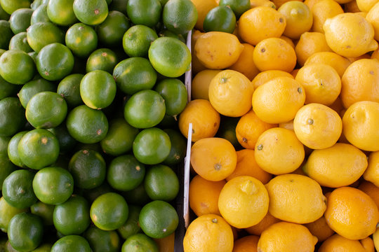 Lemon and limes at local farmers market. 
