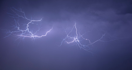 stormy night with lightning and thunder. 
