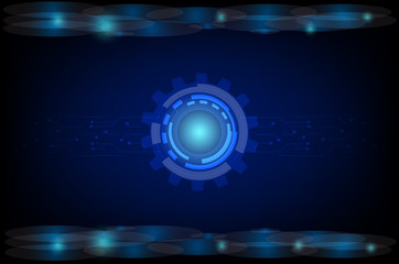 Vector illustration gear, wheel and circuit board, Hi-tech digital technology, Modern digital technology concept. Abstract futuristic on dark blue color background