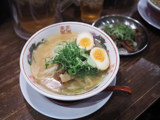 Bowl with ramen soup