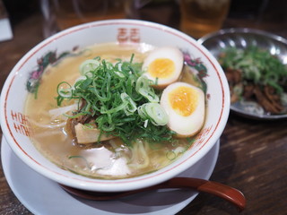 Bowl with ramen soup